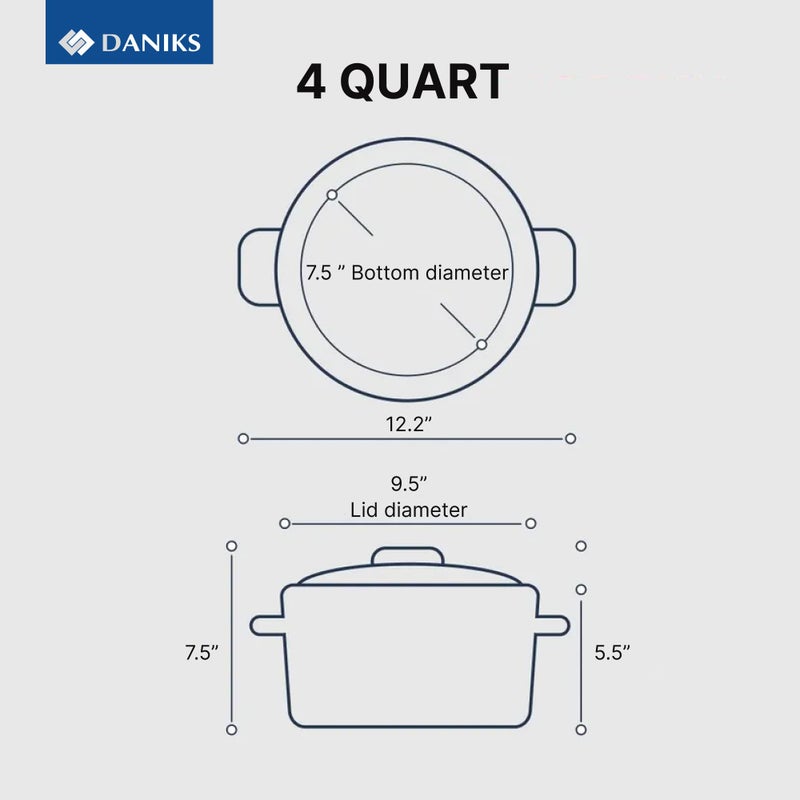 Daniks Modern 4 Quart Stainless Steel Stock Pot with Glass Lid, Tri-Ply Bottom for Even Heating, Induction Compatible, Dishwasher Safe, Heatproof Handles - Image 2